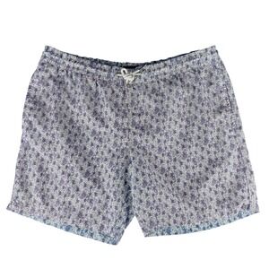 Slate & Stone Mens Floral Swim Trunks Blue White Mesh Lined Size Large 6 Inseam
